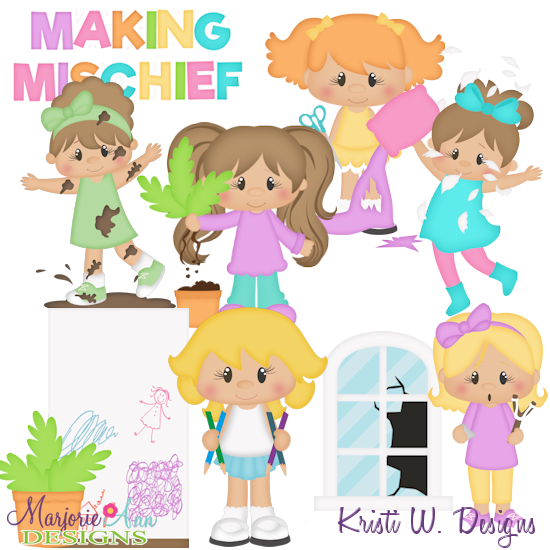 Making Mischief-Girls SVG Cutting Files Includes Clipart - Click Image to Close